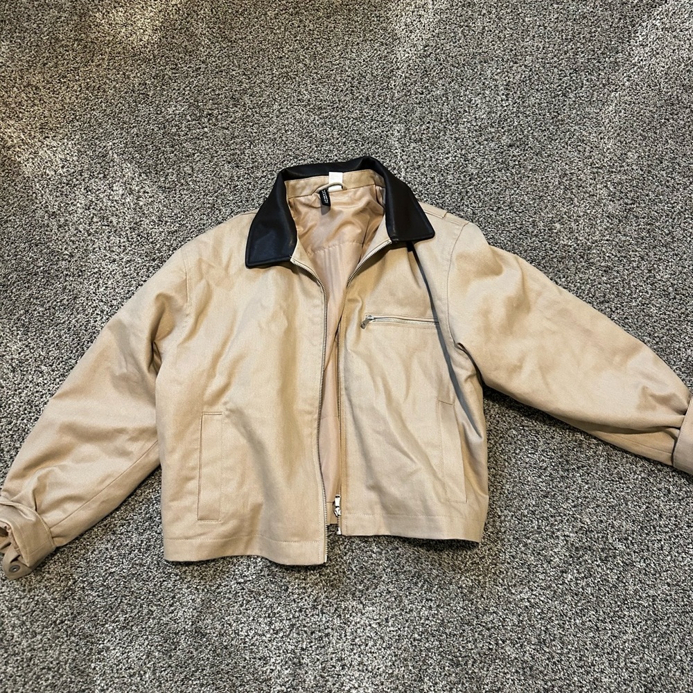 H&M Tan Jacket with Black Collar